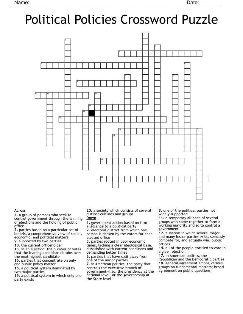 Political Policies Crossword Puzzle WordMint Political Policies Crossword Puzzle WordMint
