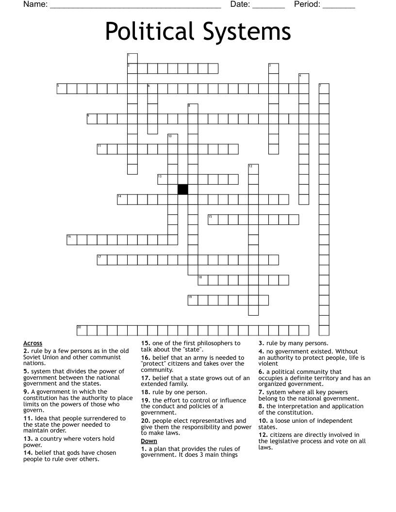 Political Systems Crossword WordMint Political Systems Crossword WordMint