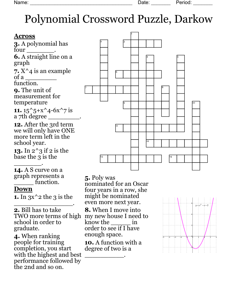 Polynomial Crossword Puzzle Darkow WordMint