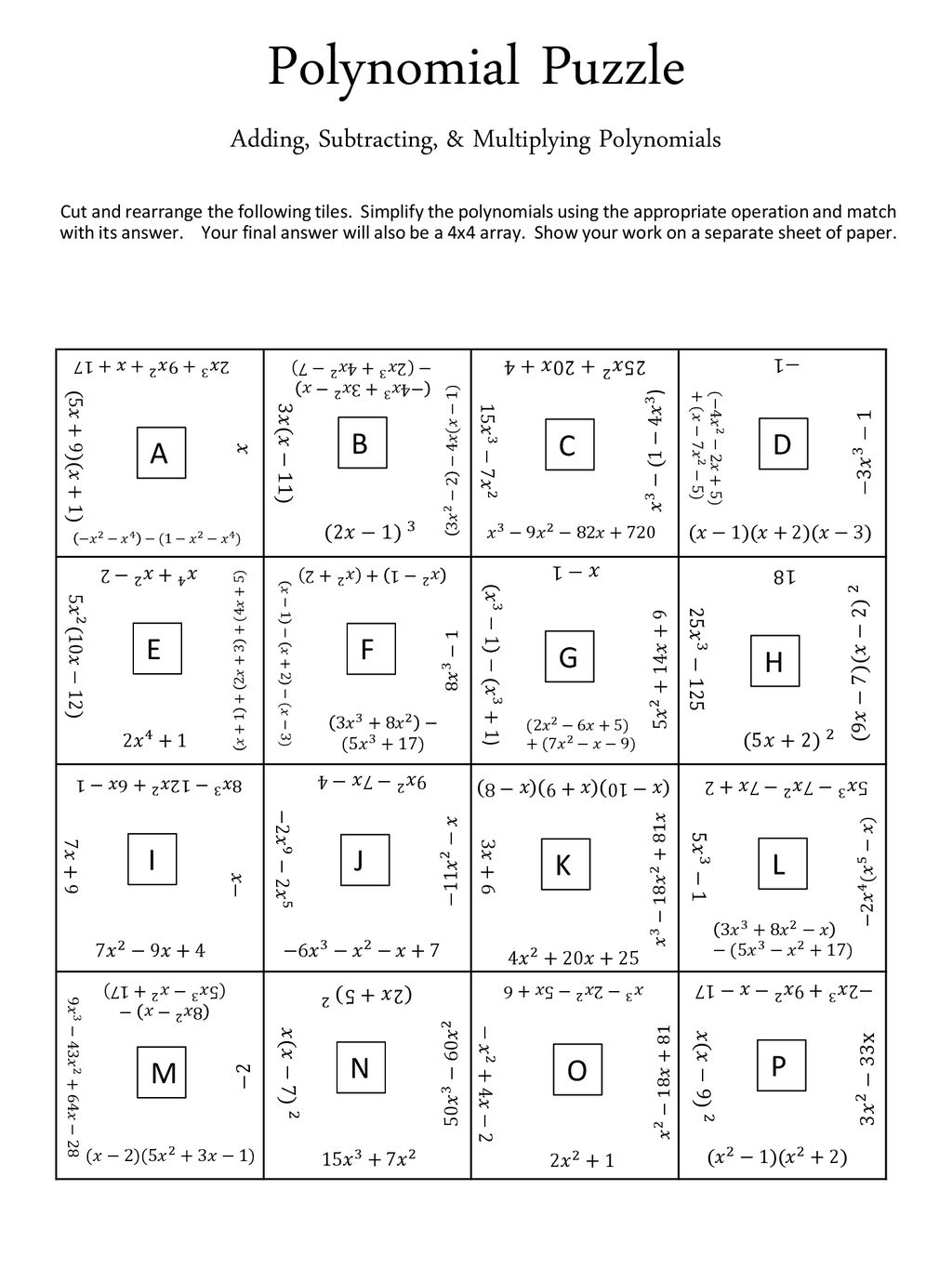 Polynomial Puzzle Adding Subtracting U0026 Multiplying Polynomials Ppt Download Polynomial Puzzle Adding Subtracting U0026 Multiplying Polynomials Ppt Download