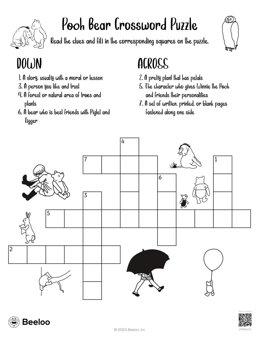 Pooh Bear Crossword Puzzle Beeloo Printable Crafts And Pooh Bear Crossword Puzzle Beeloo Printable Crafts And