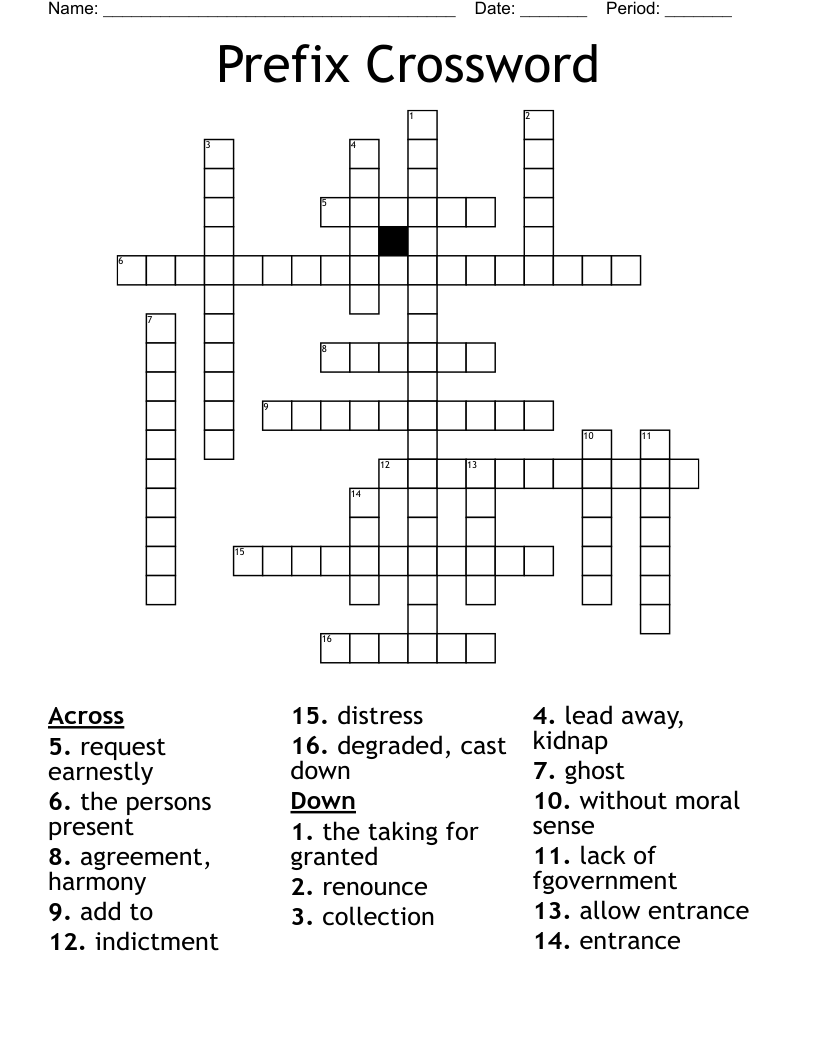 Prefix Crossword WordMint