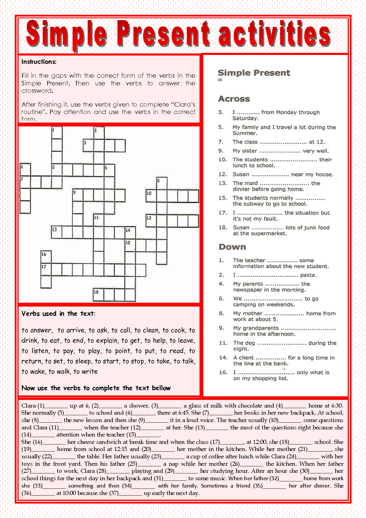 Present Simple Activities