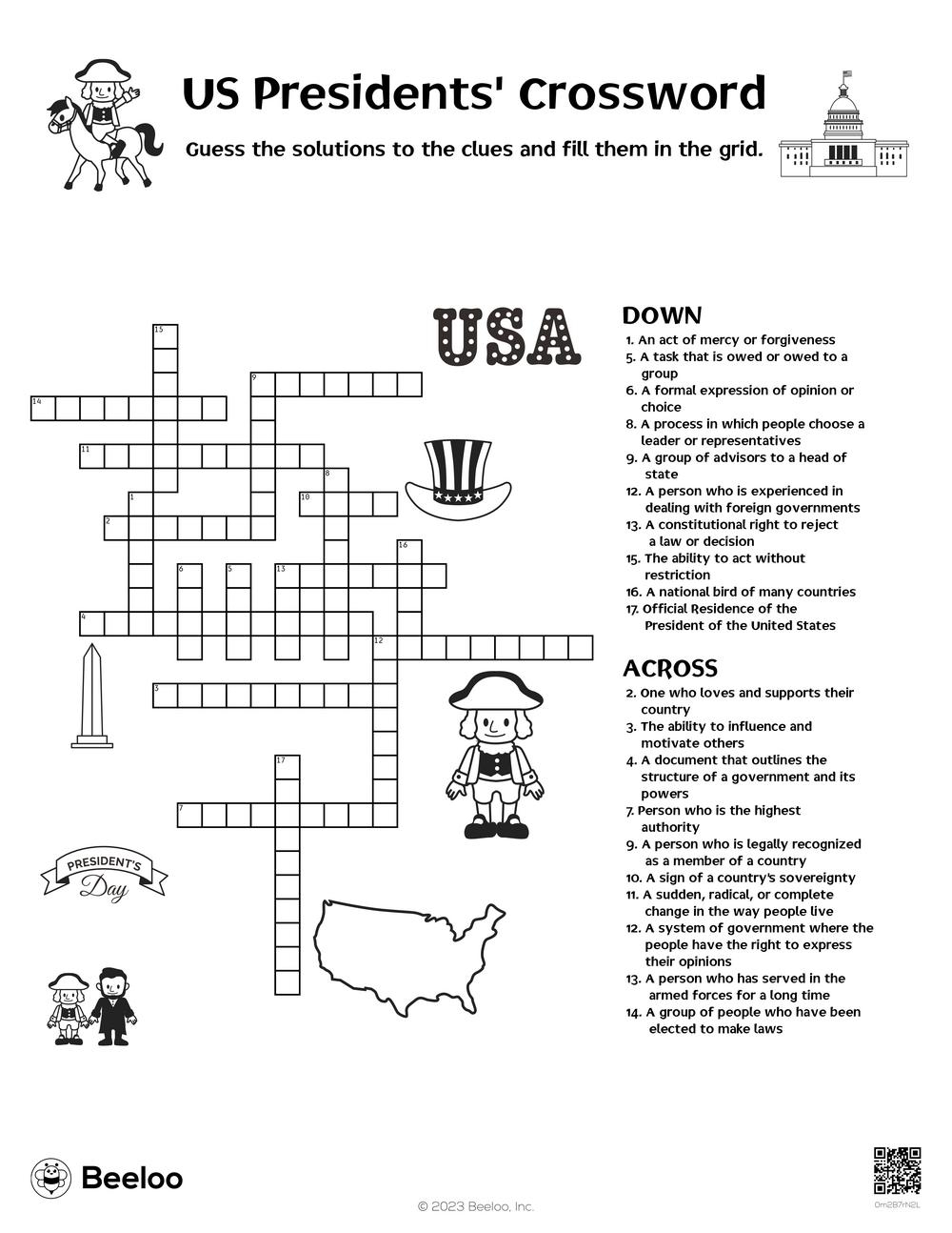 Presidents Day themed Crossword Puzzles Beeloo Printable Crafts Presidents Day themed Crossword Puzzles Beeloo Printable Crafts