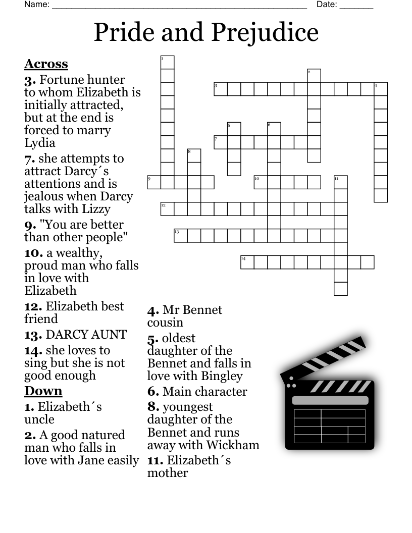 Pride And Prejudice Crossword WordMint