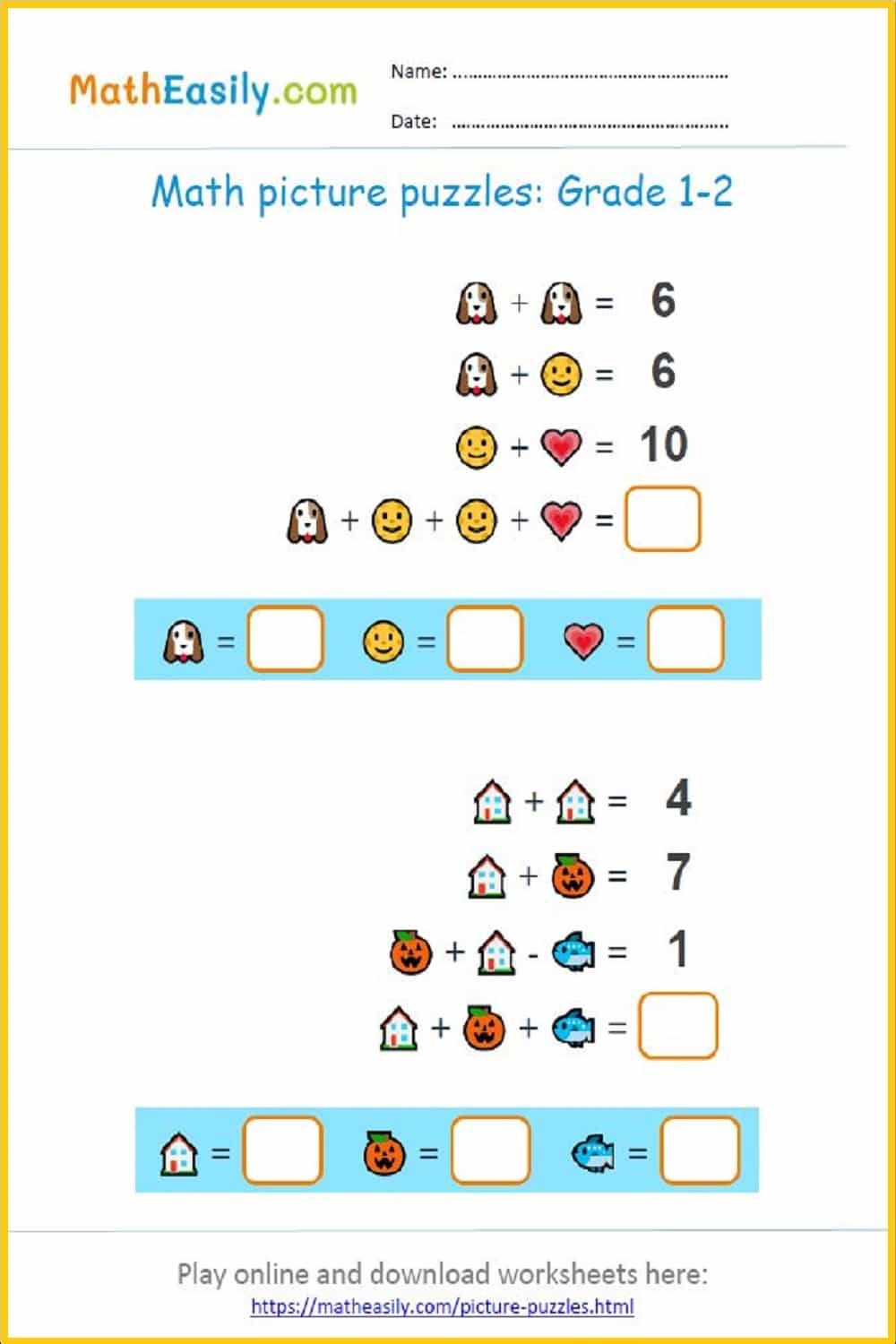Grade 2 Math Puzzle Worksheets