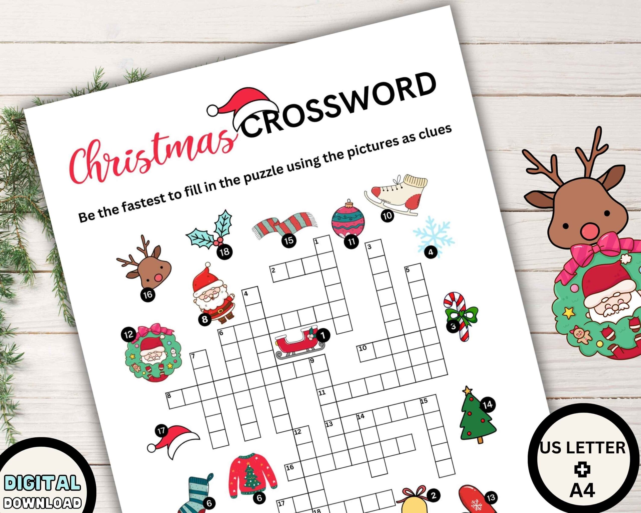 Printable Christmas Crossword Puzzle Kids Christmas Word Games Activities Family Games Classroom Christmas Party Game Digital Download Etsy UK