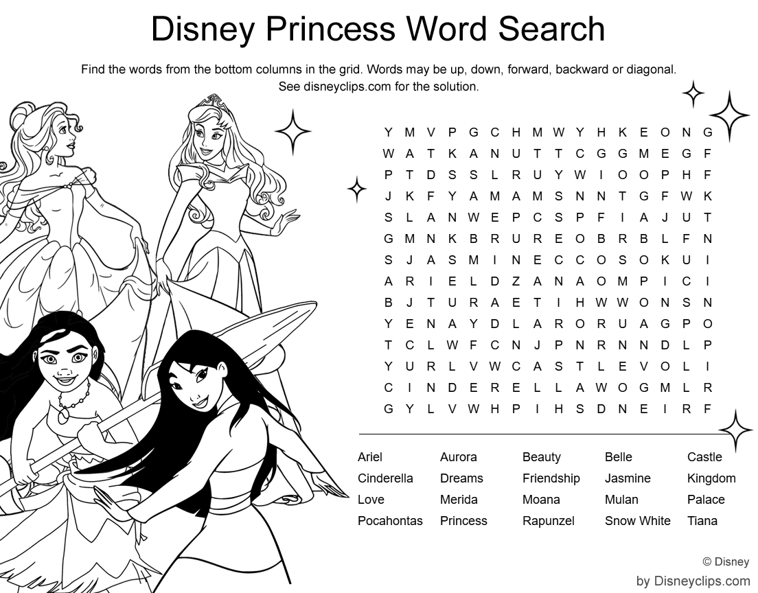 Printable Disney Word Search Games Disneyclips