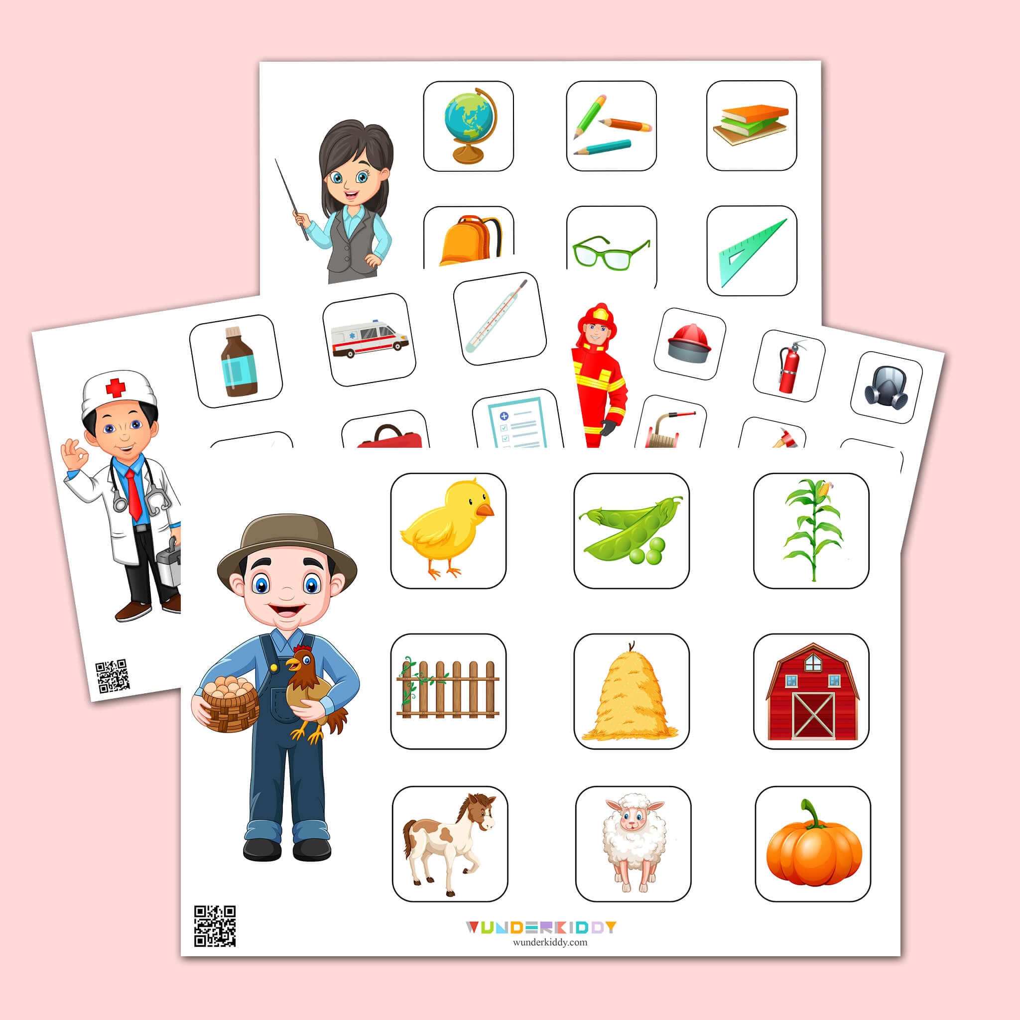 Printable Jobs And Tools Matching Worksheet For Kindergarten