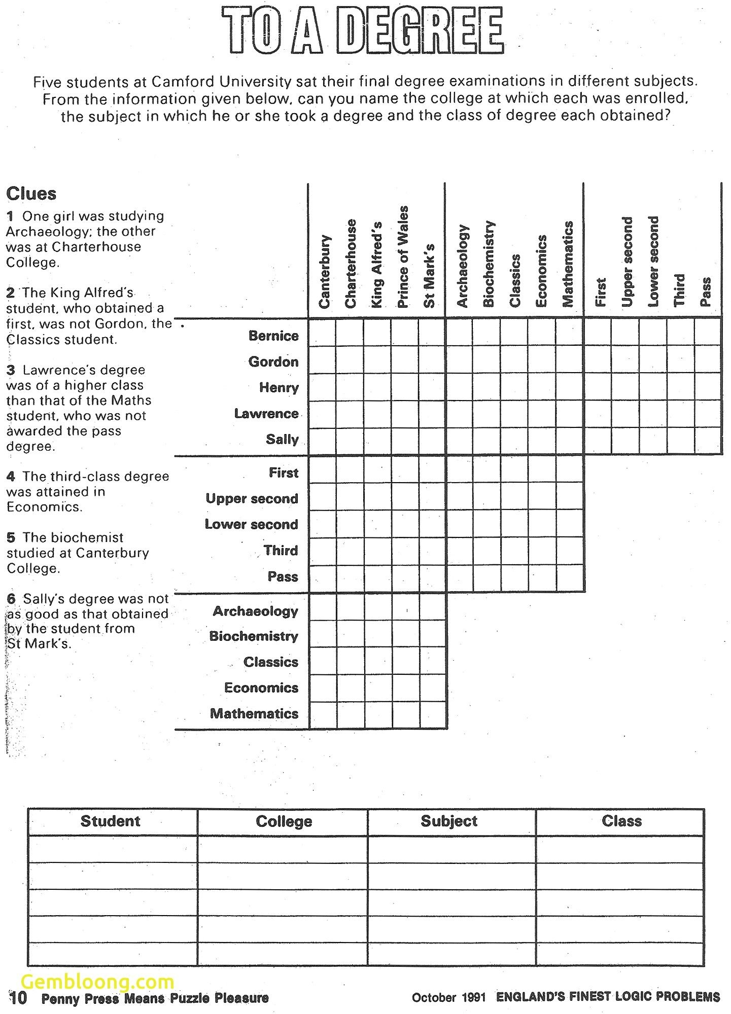 Logic Puzzles For Kids Worksheet Logic Puzzles For Kids Worksheet