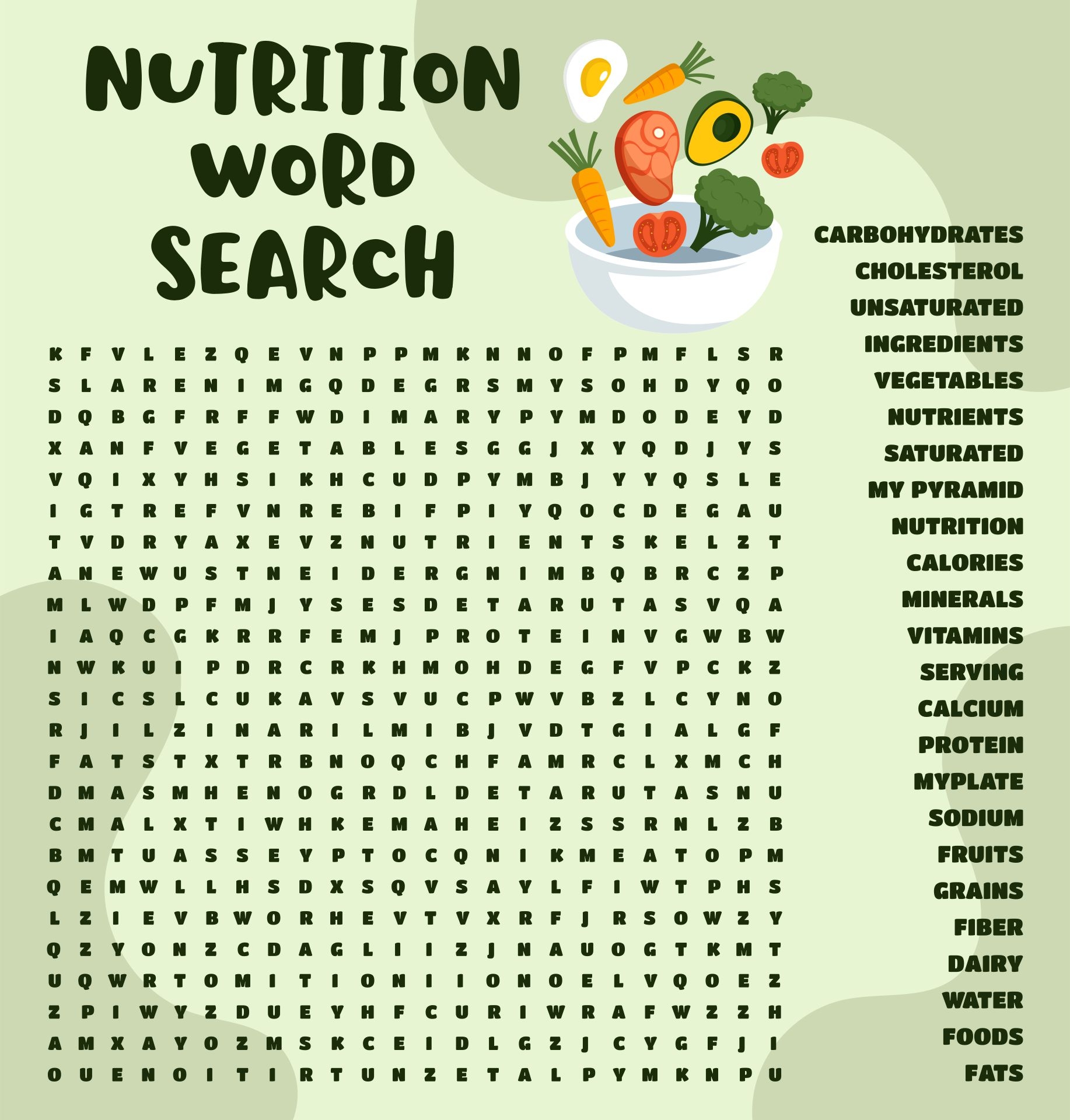 Printable Nutrition Crossword Puzzle Breakfast Worksheets Library
