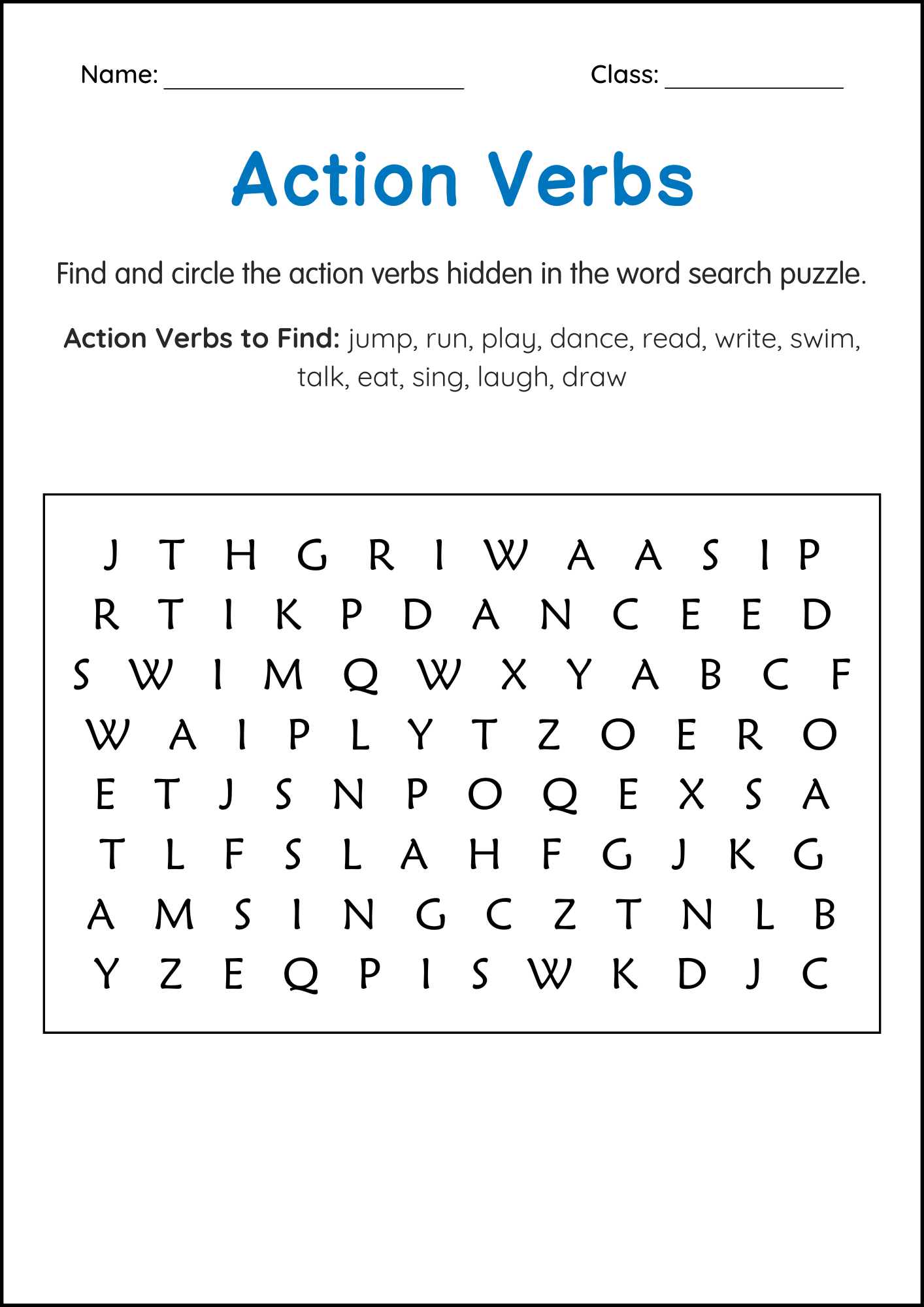 Printable Sentences Action Verbs Grammar Activity Worksheets For Grade 1 2 3 Printable Sentences Action Verbs Grammar Activity Worksheets For Grade 1 2 3