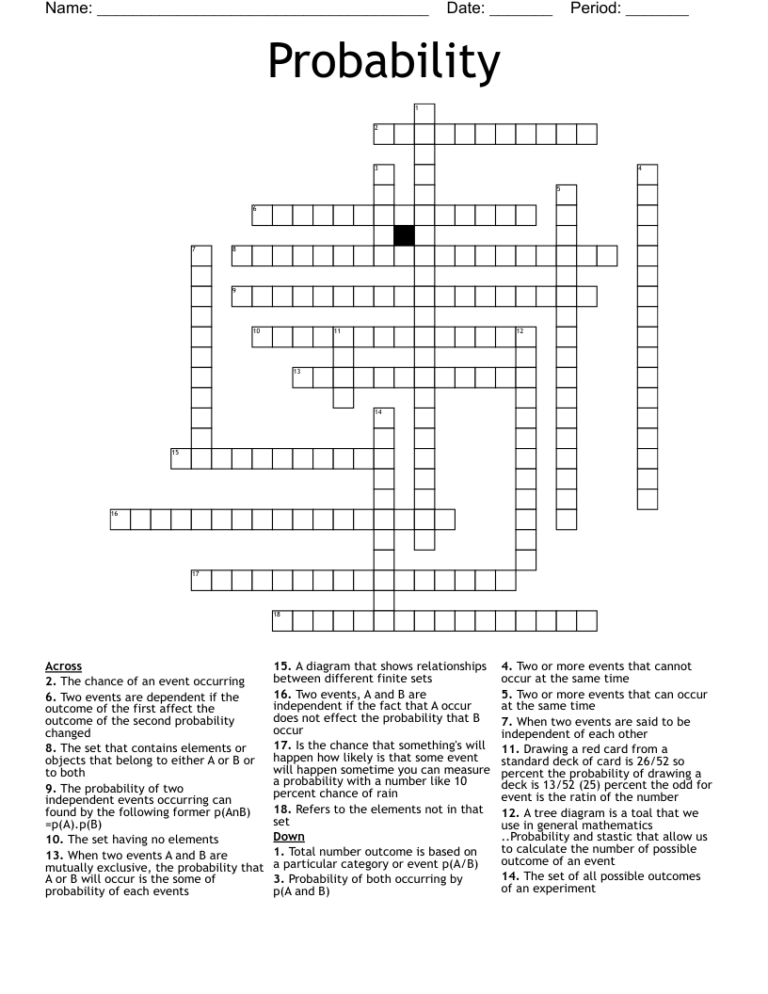 Probability Crossword WordMint