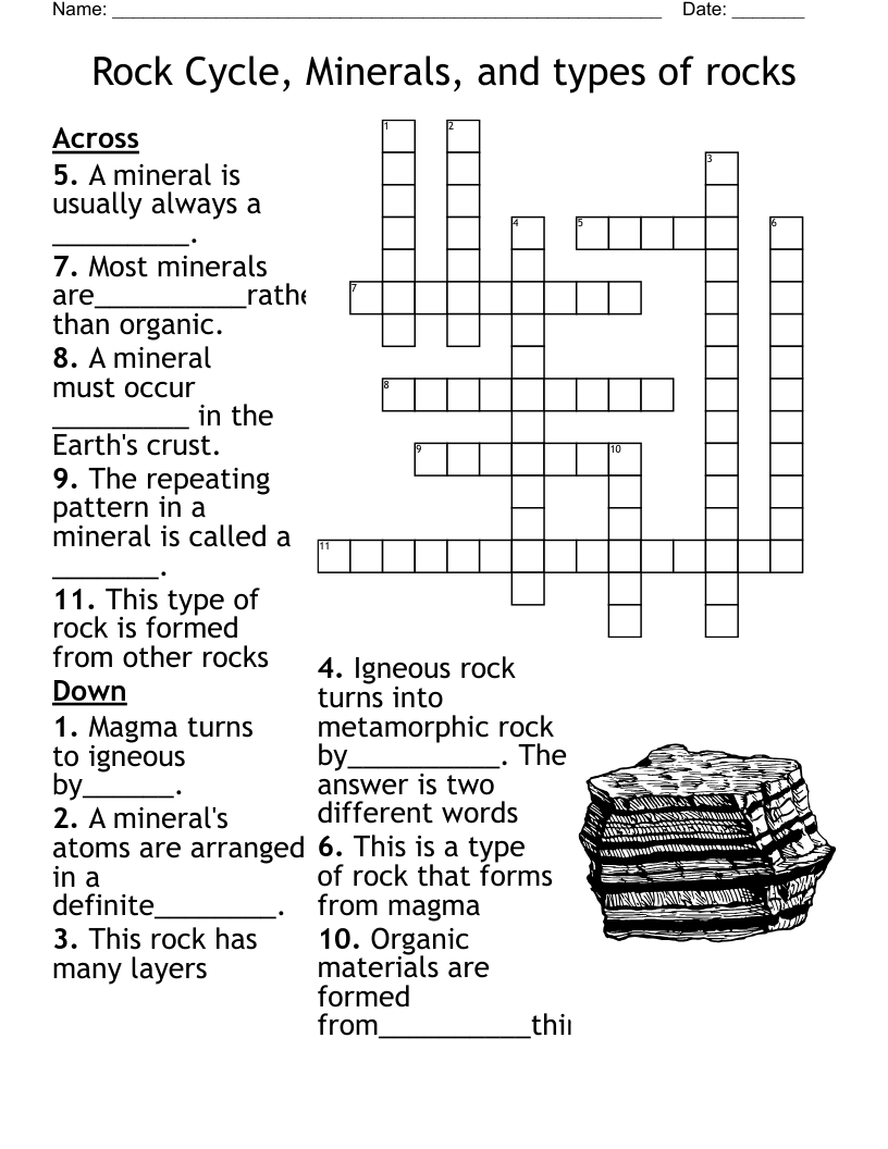 Properties Of Minerals Crossword WordMint