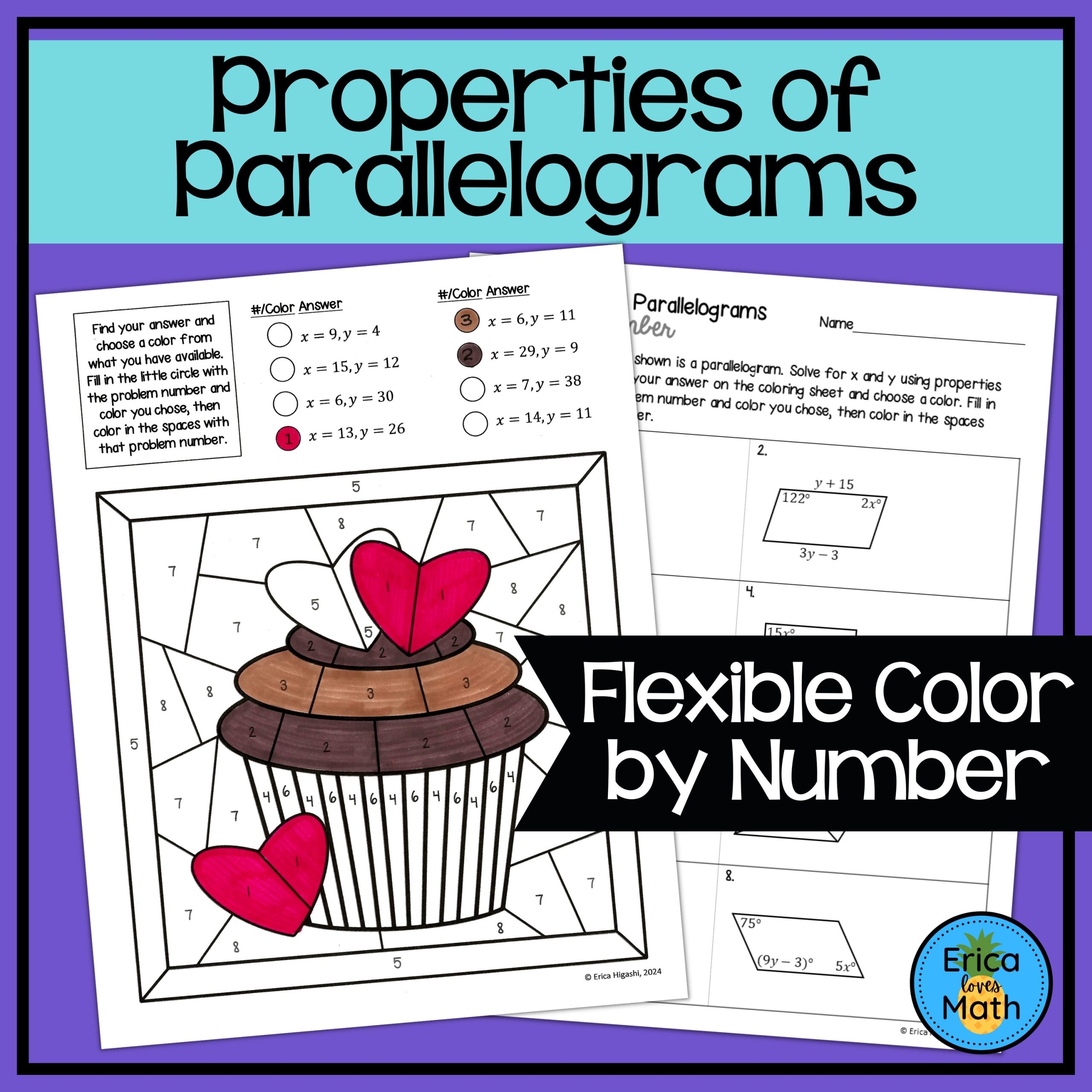 Properties Of Parallelograms Color By Number Activity Valentine s 
