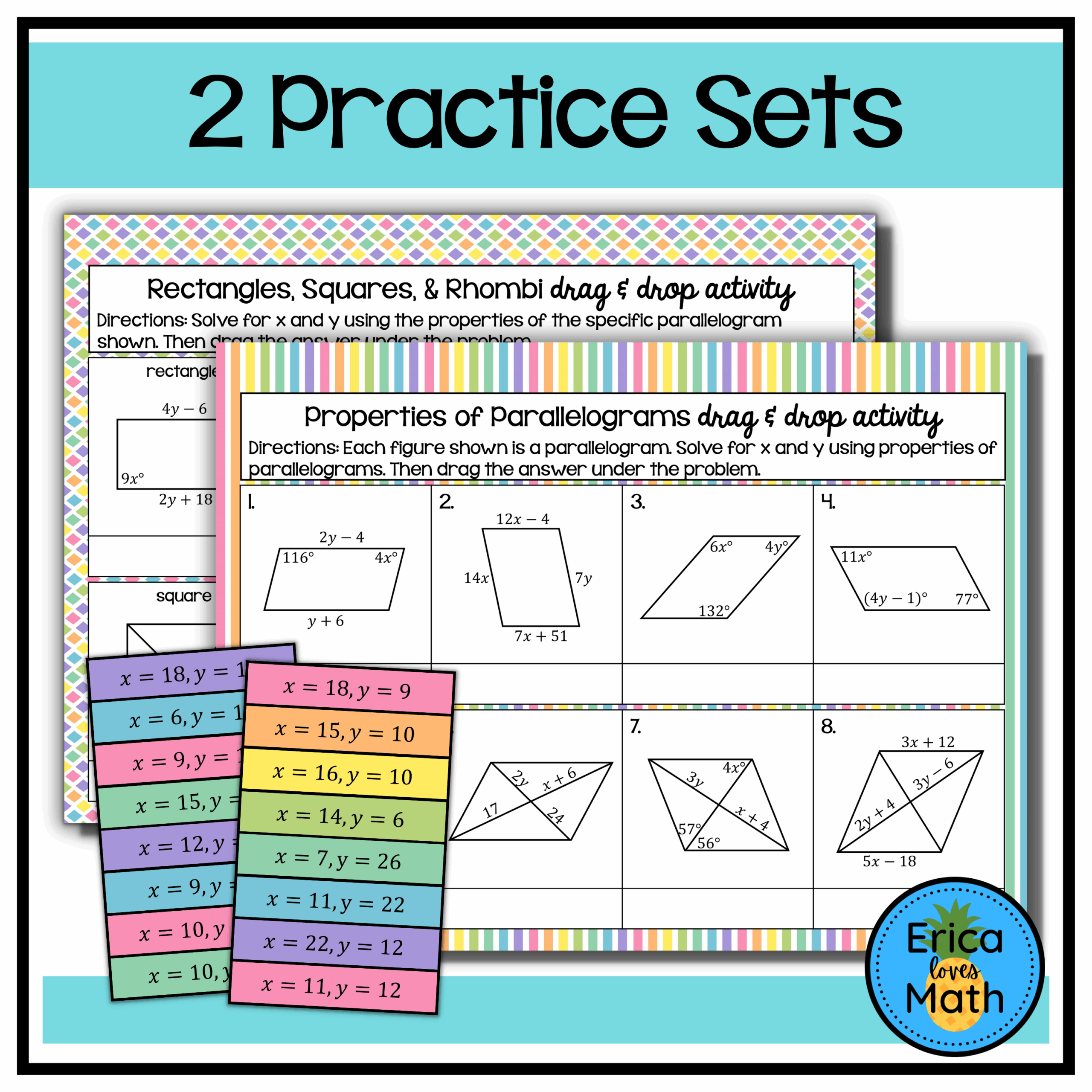 Properties Of Parallelograms Digital Drag U0026 Drop Activity