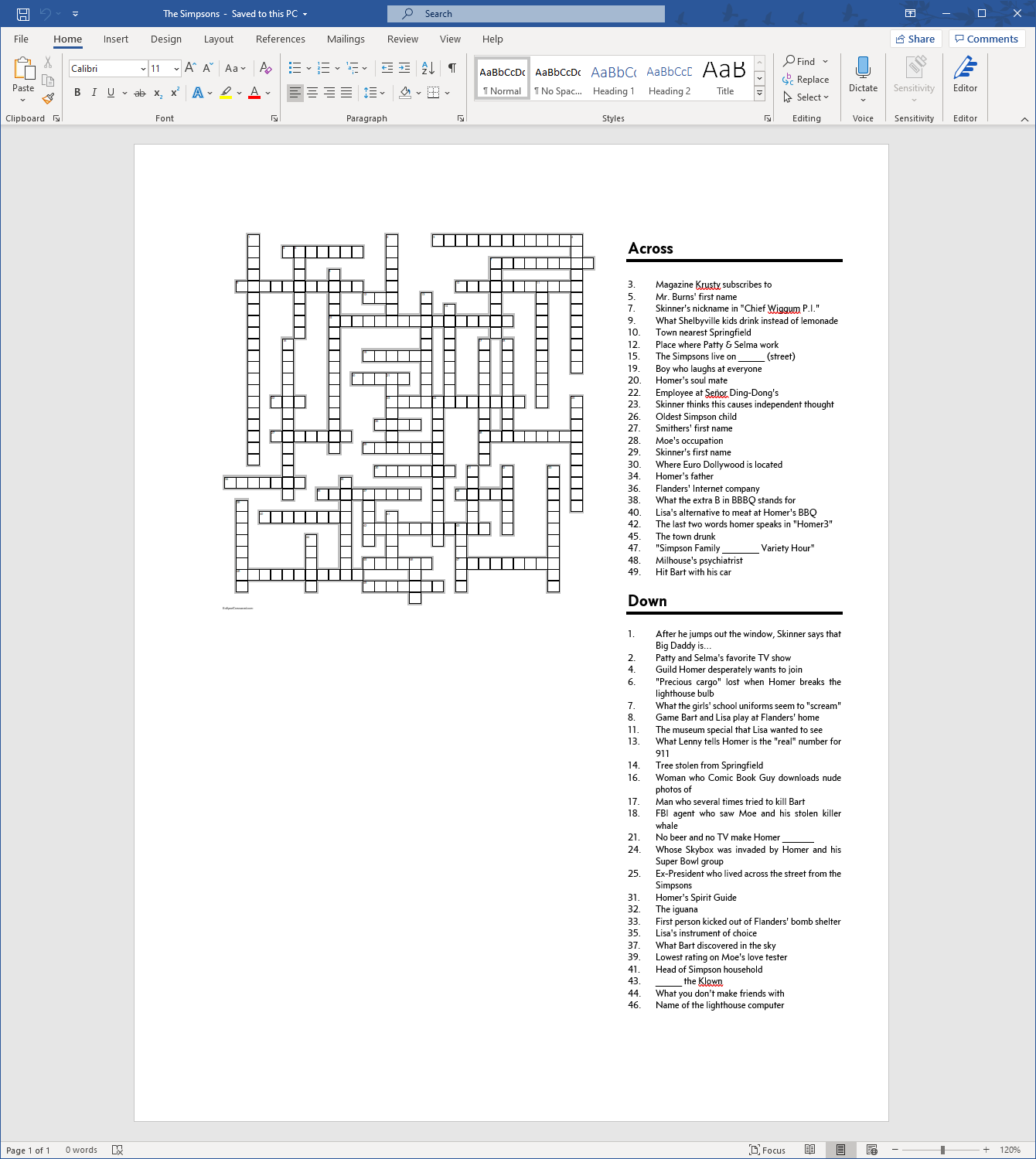 Publishing Your Crossword Puzzle With Microsoft Word 
