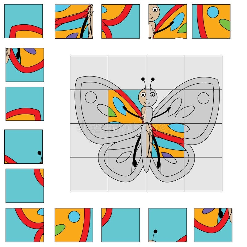 Puzzle Game With Butterfly Kids Activity Sheet Stock Vector Puzzle Game With Butterfly Kids Activity Sheet Stock Vector