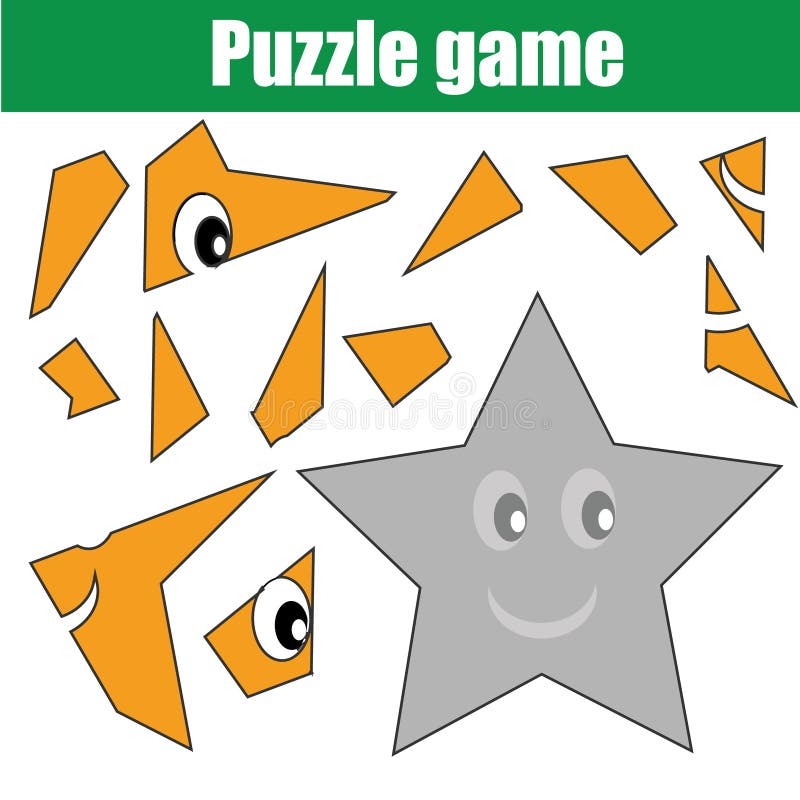 Puzzle Game With Star Shape Printable Kids Activity Sheet Stock Puzzle Game With Star Shape Printable Kids Activity Sheet Stock