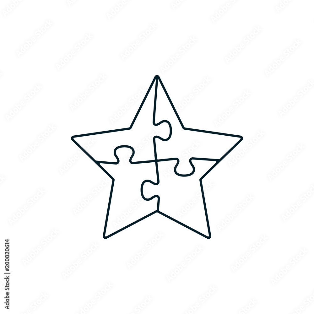 Puzzle Star Line Icon Vector Logo Design Template Modern Flat 