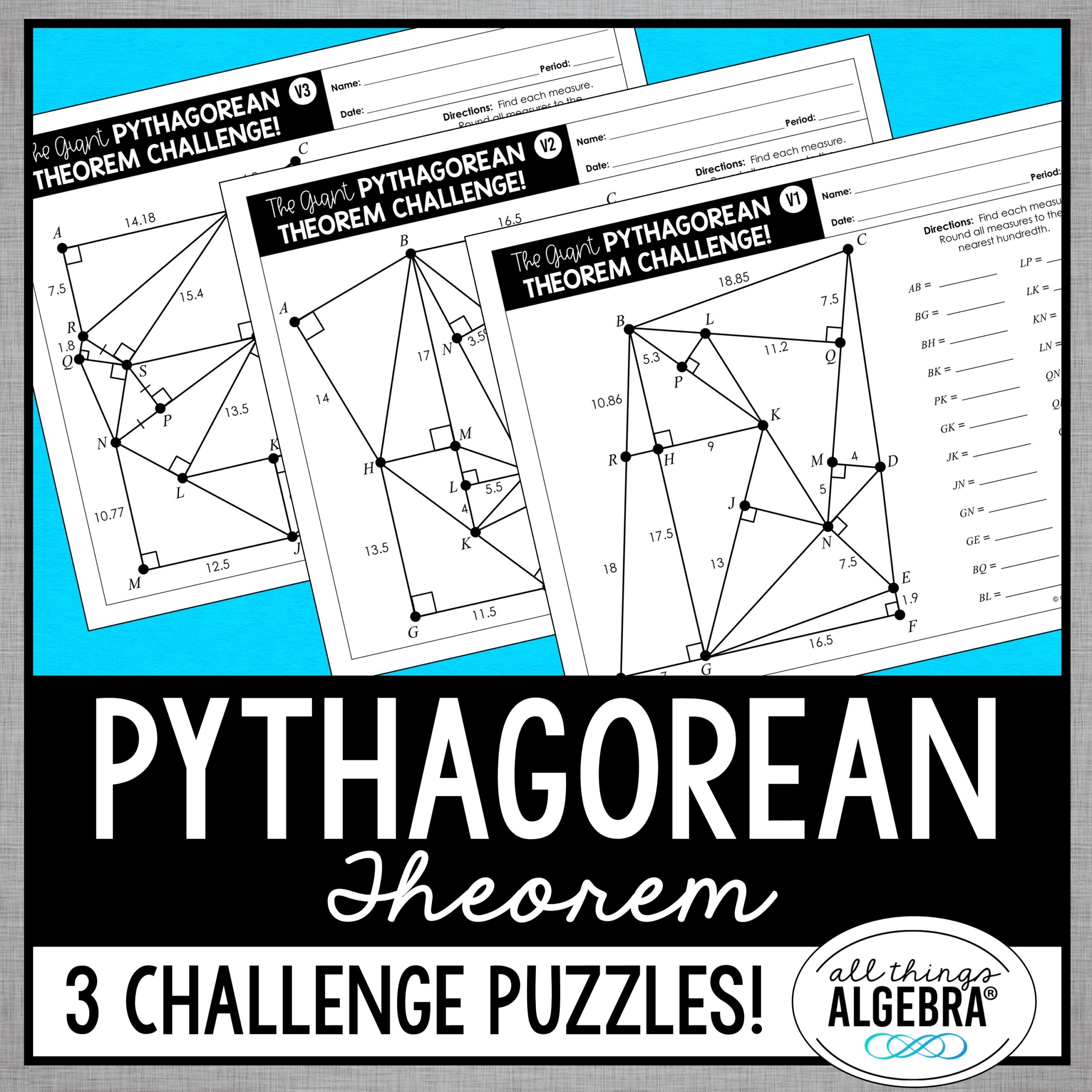 Pythagorean Theorem Challenge Puzzles
