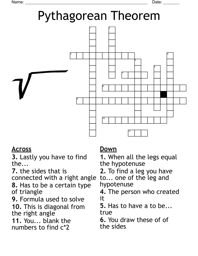 Pythagorean Theorem Crossword WordMint