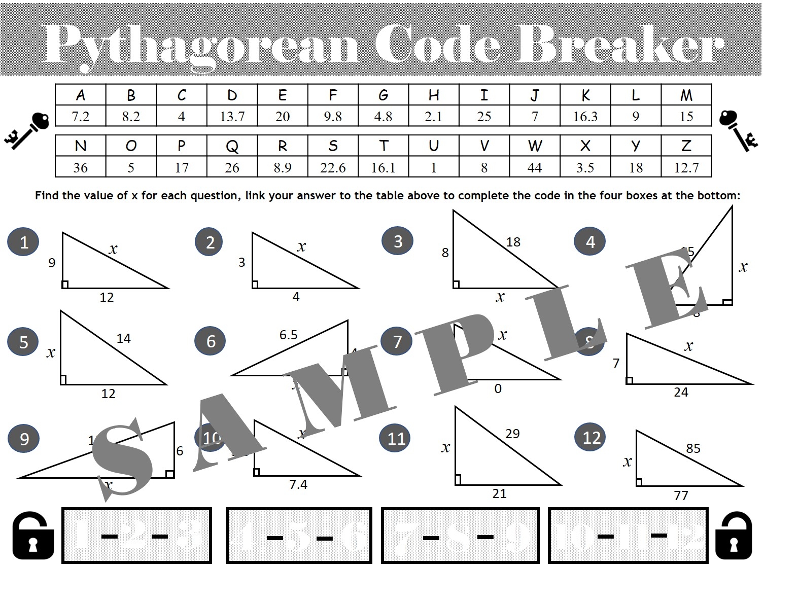 Pythagorean Theorem Puzzle Math Educational Resources Ten Tors Math Worksheets Library