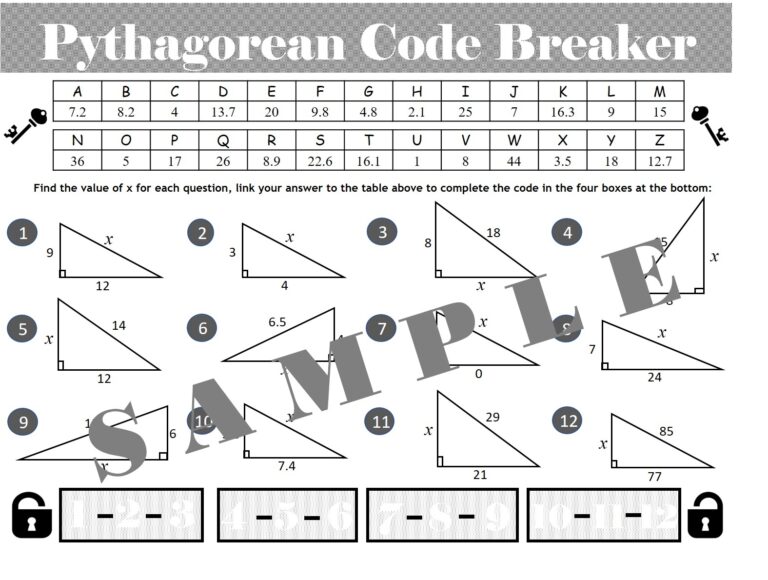 Pythagorean Theorem Puzzle Math Educational Resources Ten Tors Math Worksheets Library