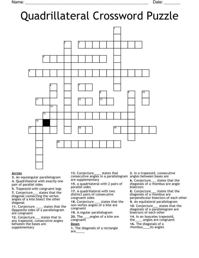 Quadrillateral Crossword Puzzle WordMint