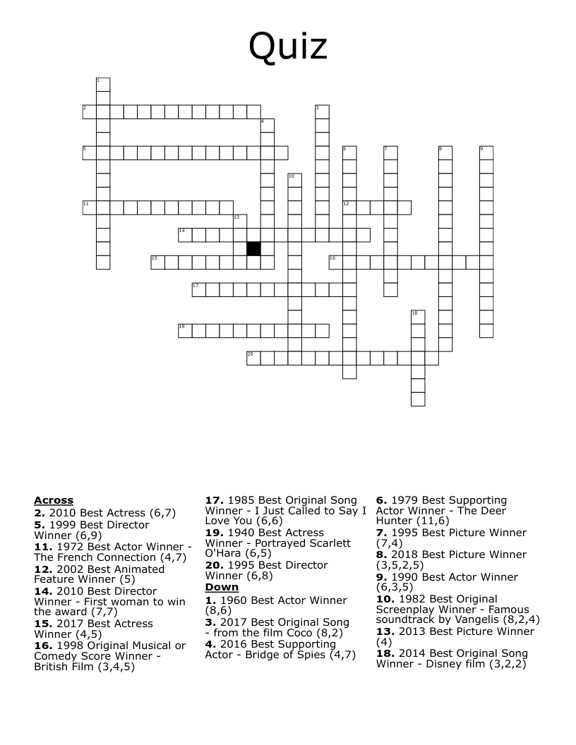 Quiz Crossword WordMint Quiz Crossword WordMint