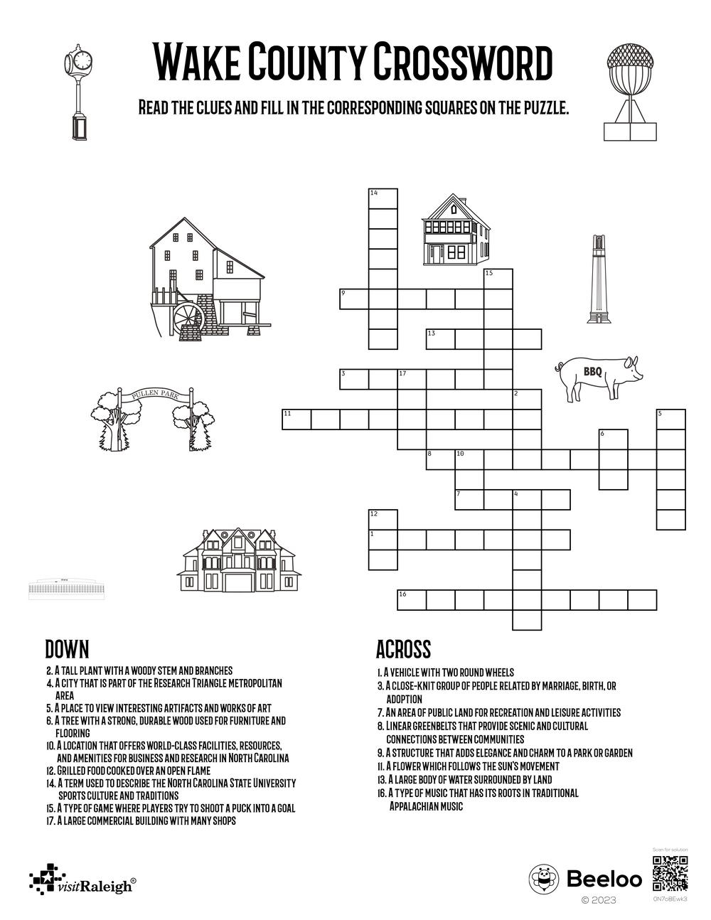 Raleigh N C themed Crossword Puzzles Beeloo Printable Crafts And Activities For Kids