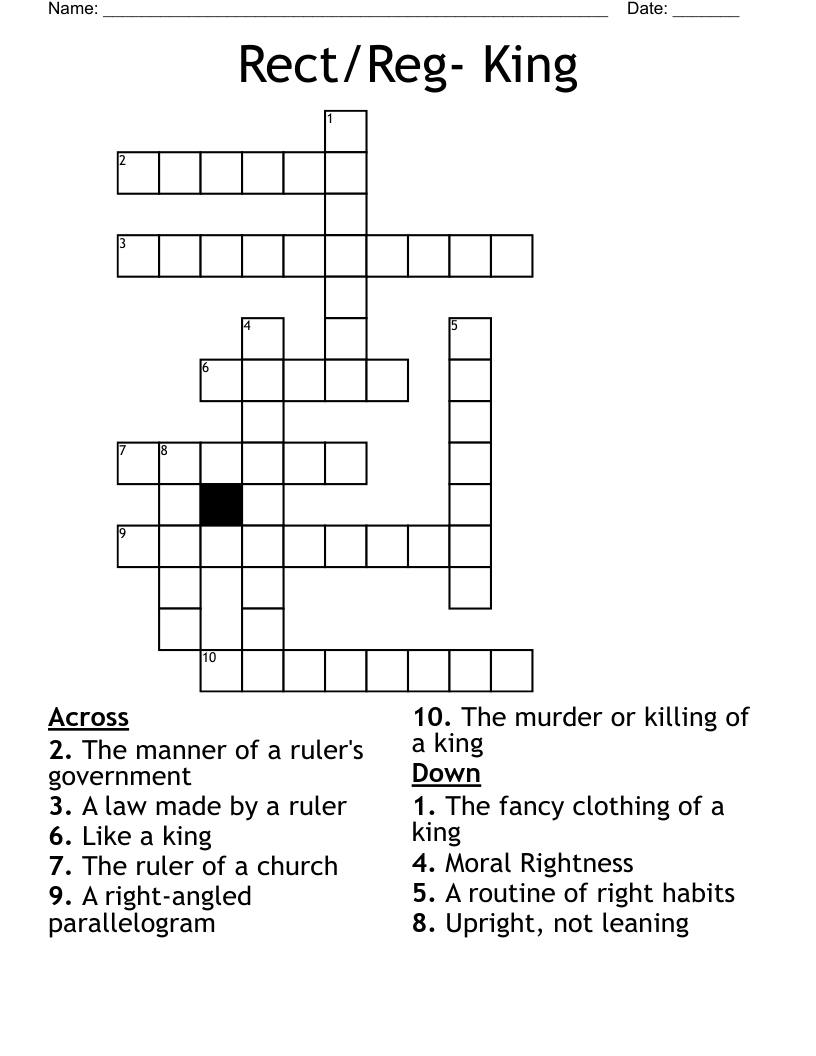 Rect Reg King Crossword WordMint Rect Reg King Crossword WordMint