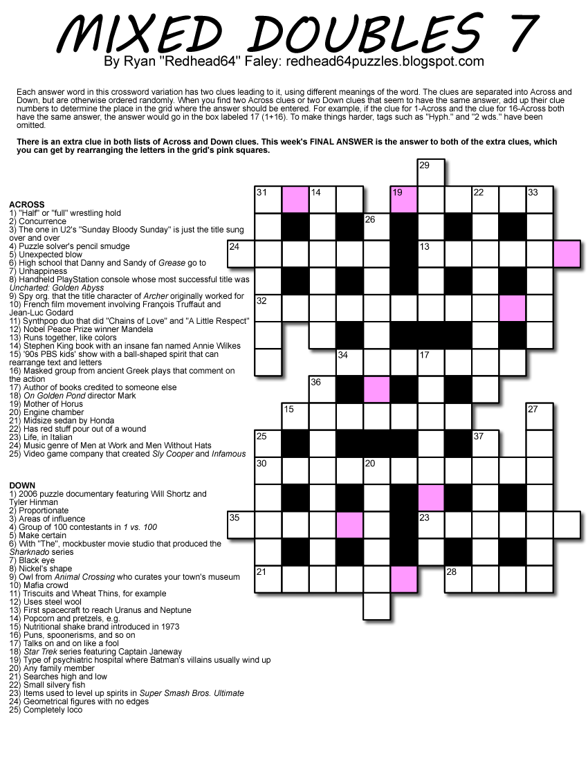 Double Crossword Puzzle