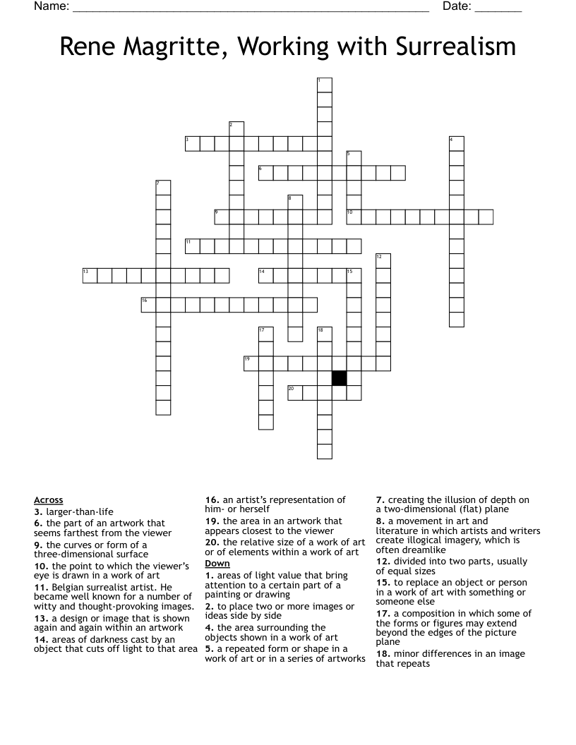 Rene Magritte Working With Surrealism Crossword WordMint