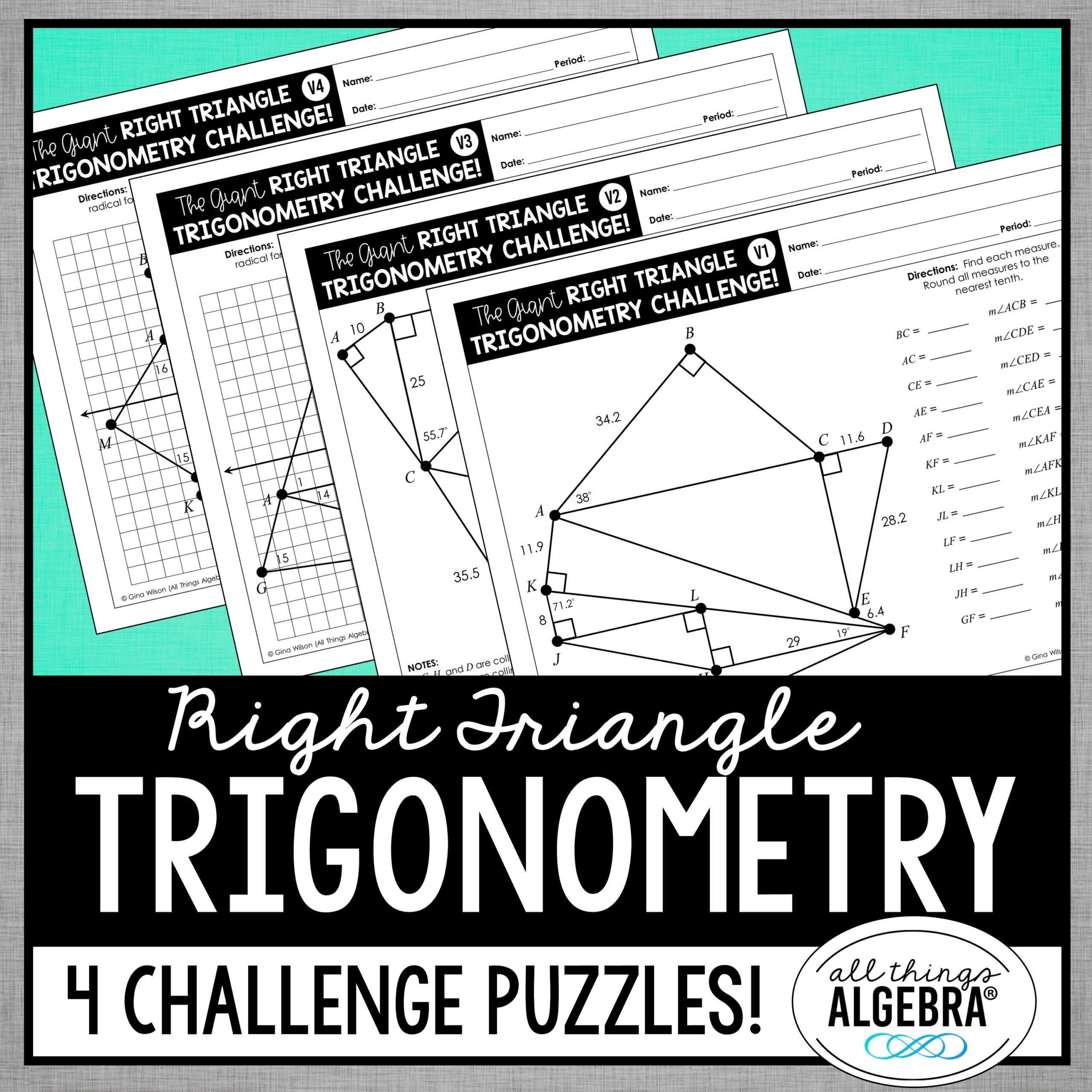 Right Triangle Trigonometry Challenge Puzzles