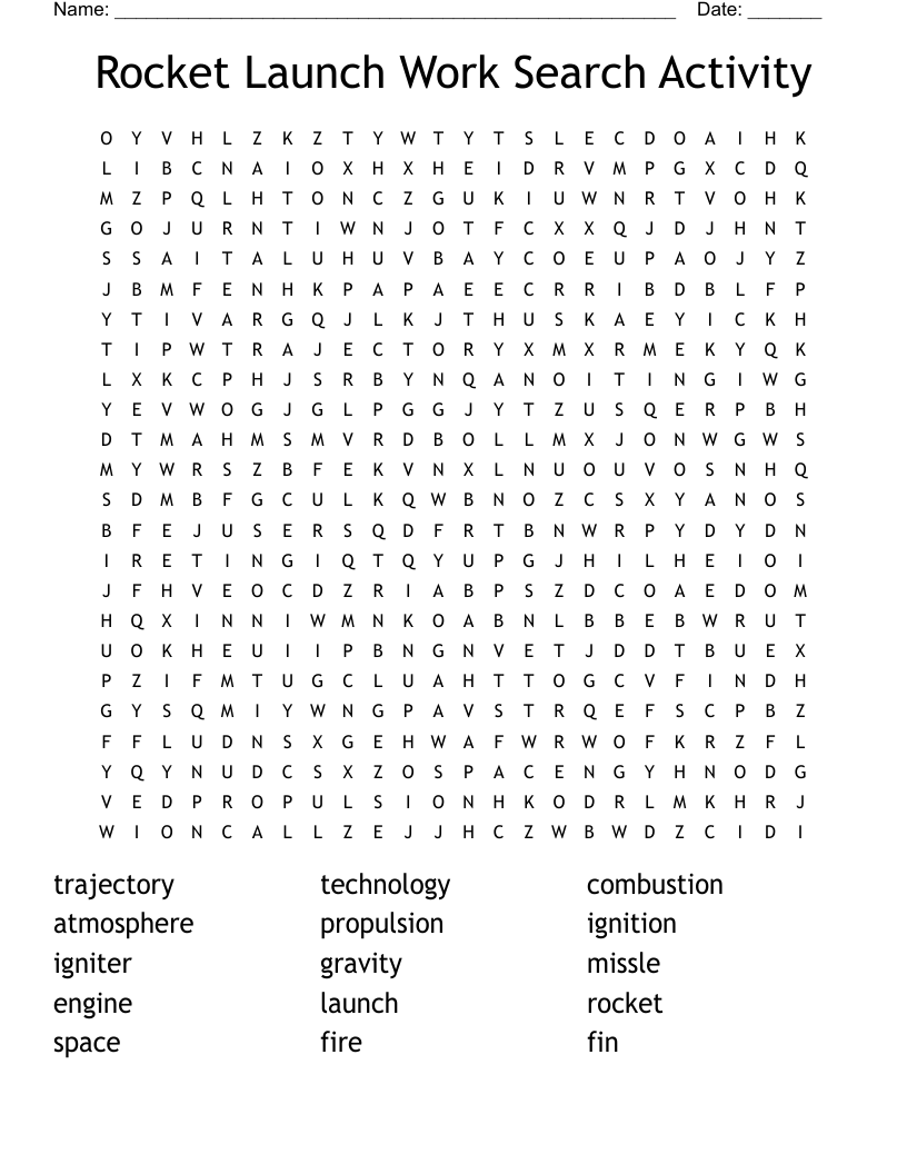 Rocket Launch Work Search Activity Word Search WordMint Rocket Launch Work Search Activity Word Search WordMint