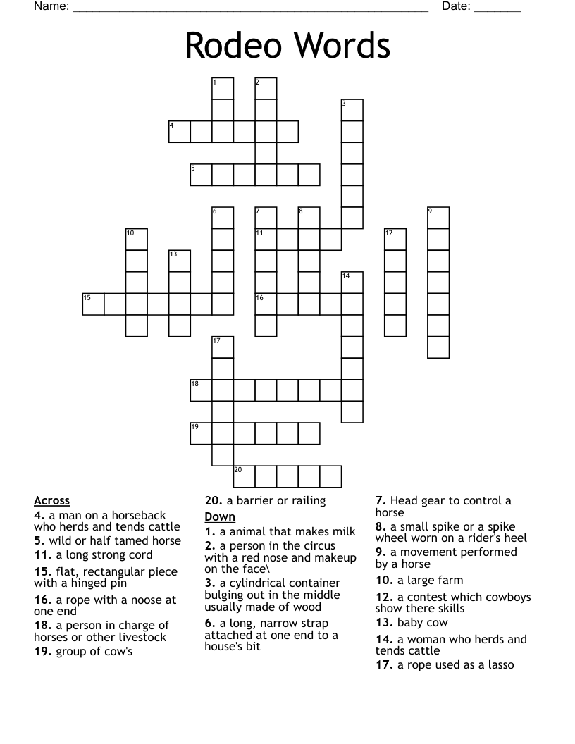 Rodeo Words Crossword WordMint