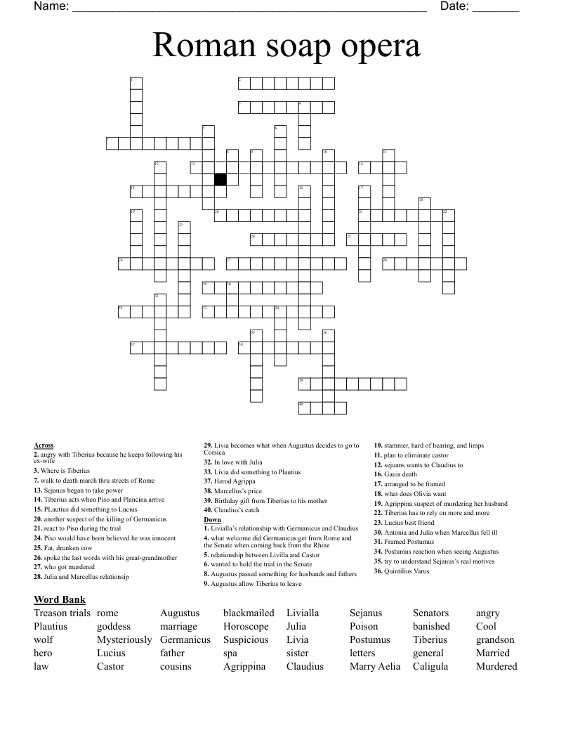 Roman Soap Opera Crossword WordMint Roman Soap Opera Crossword WordMint