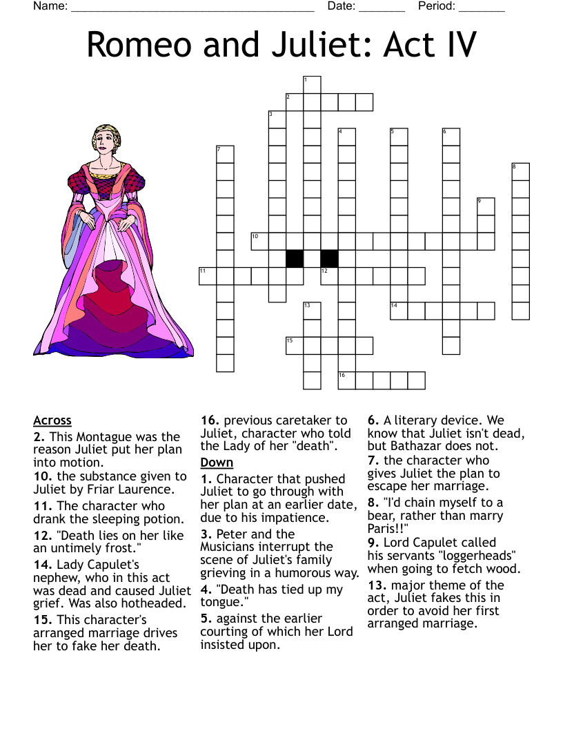 Romeo And Juliet Act IV Crossword WordMint Romeo And Juliet Act IV Crossword WordMint