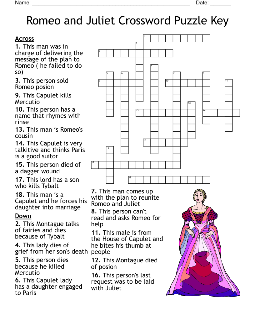 Romeo And Juliet Crossword Puzzle WordMint Romeo And Juliet Crossword Puzzle WordMint