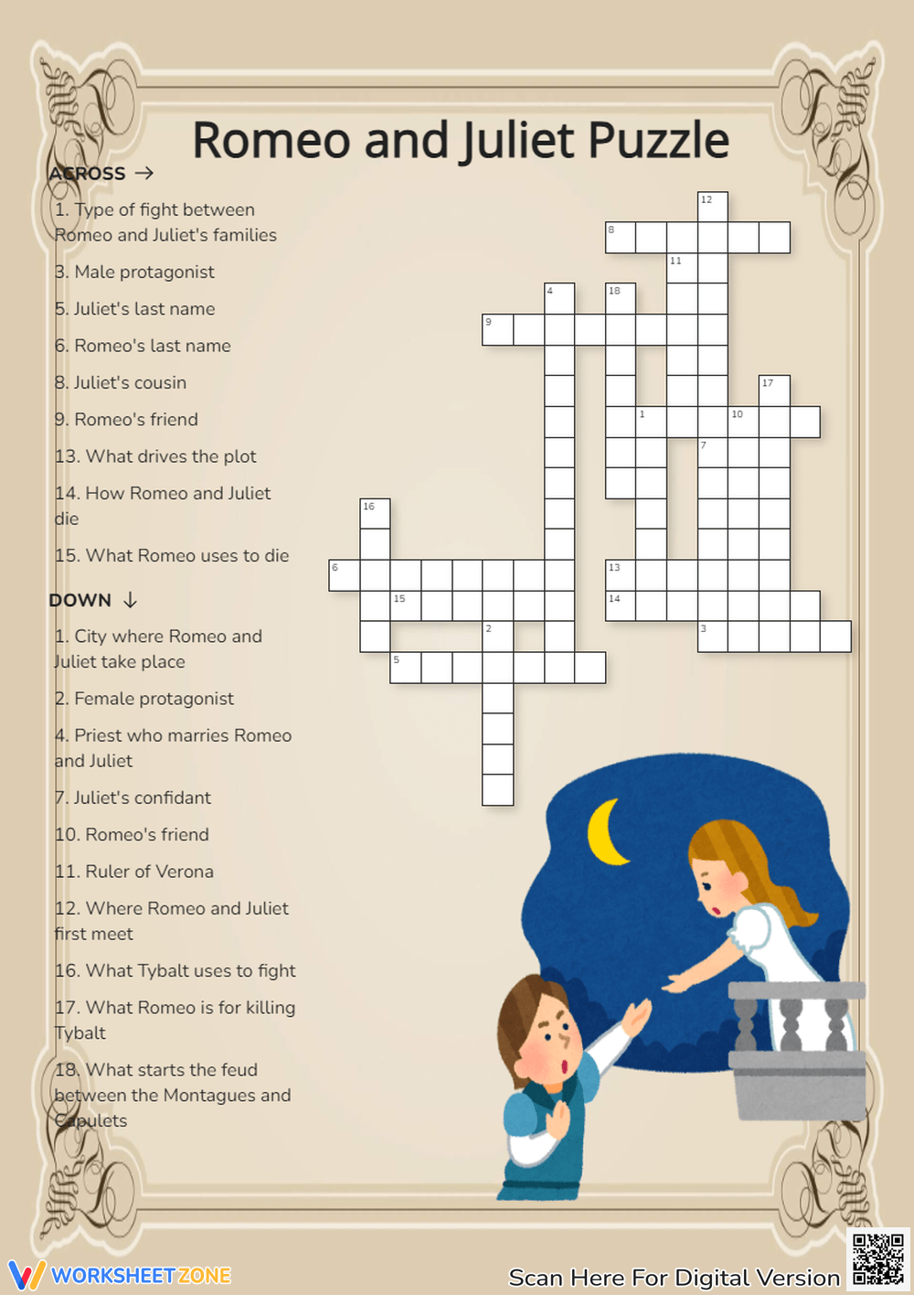 Literary Crossword Puzzle Romeo And Juliet Literary Crossword Puzzle Romeo And Juliet