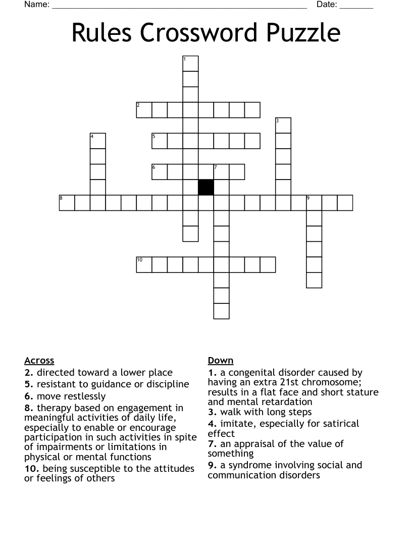 Rules Crossword Puzzle WordMint Rules Crossword Puzzle WordMint