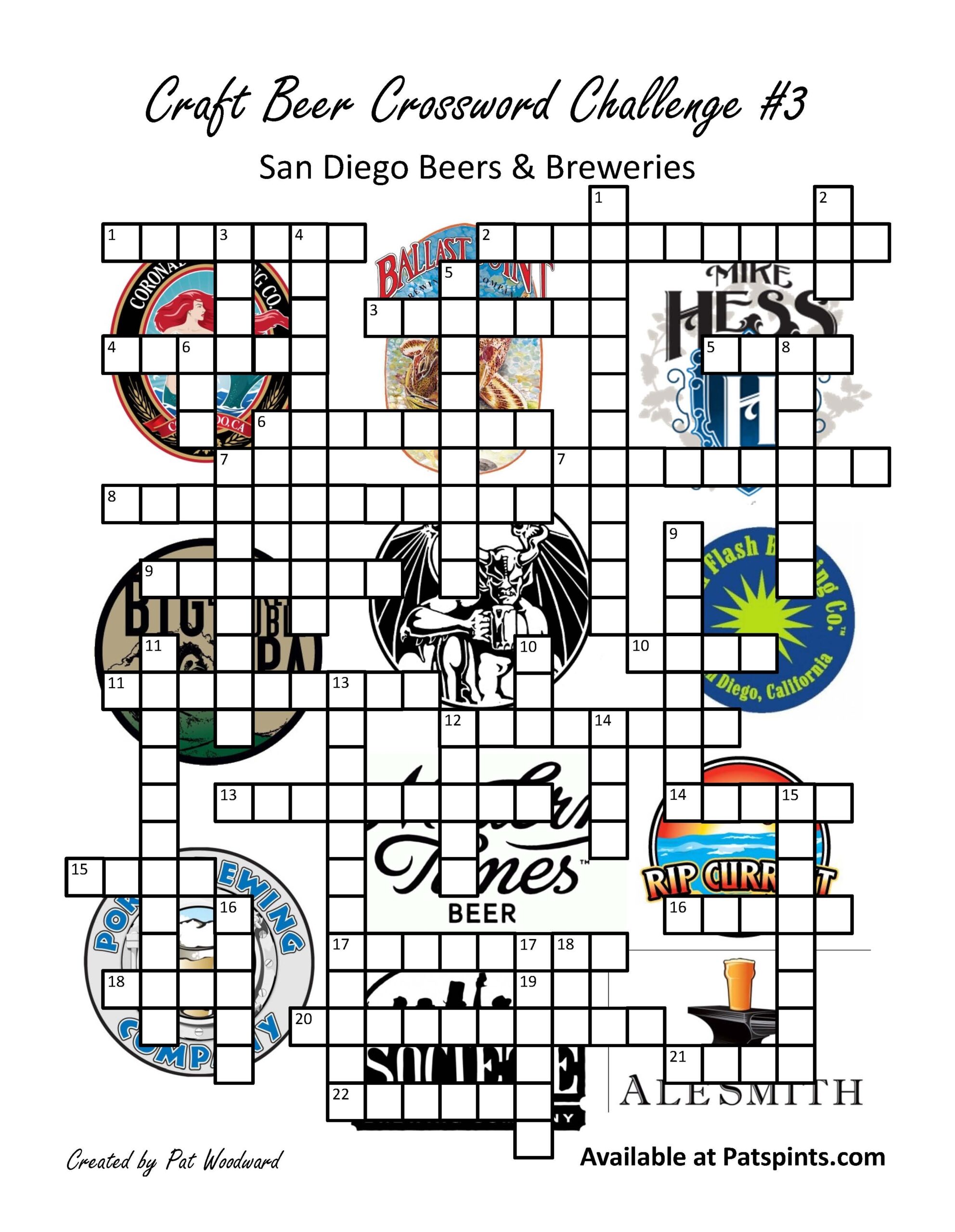 San Diego Craft Beer Crossword Puzzle Pat s Pints San Diego Craft Beer Crossword Puzzle Pat s Pints