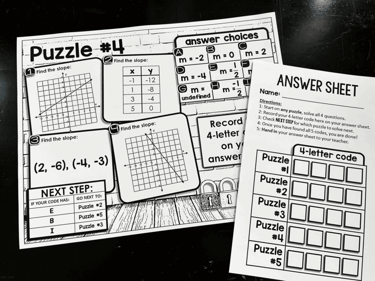Scaffolded Math And Science Printable Math Escape Rooms