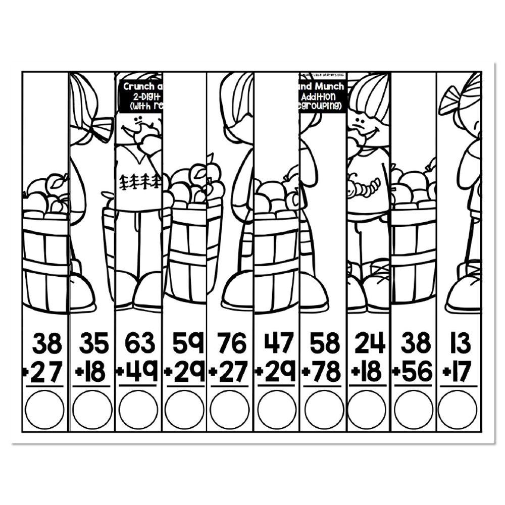 September Student Scrambled Math Puzzle Crunch And Munch 2 Digit Addition With Regrouping Lucky Little Learners September Student Scrambled Math Puzzle Crunch And Munch 2 Digit Addition With Regrouping Lucky Little Learners