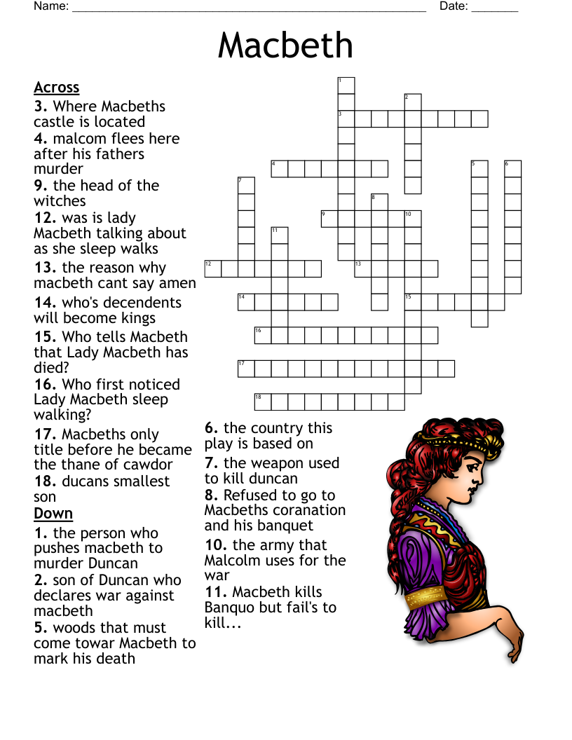 Shakespeare Macbeth Act I Crossword WordMint