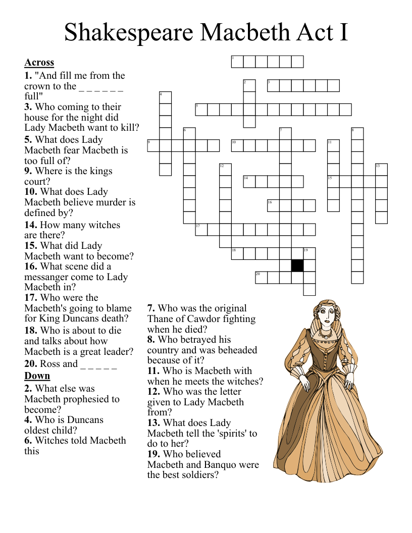 Shakespeare Macbeth Act I Crossword WordMint