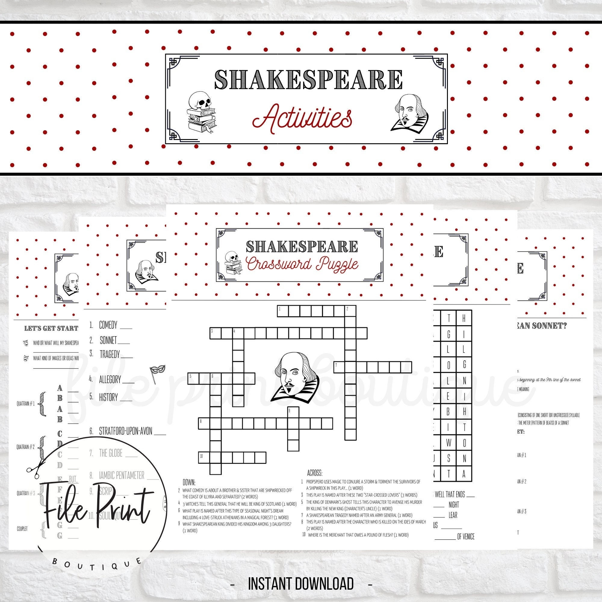 Shakespeare Crossword Puzzle Shakespeare Crossword Puzzle