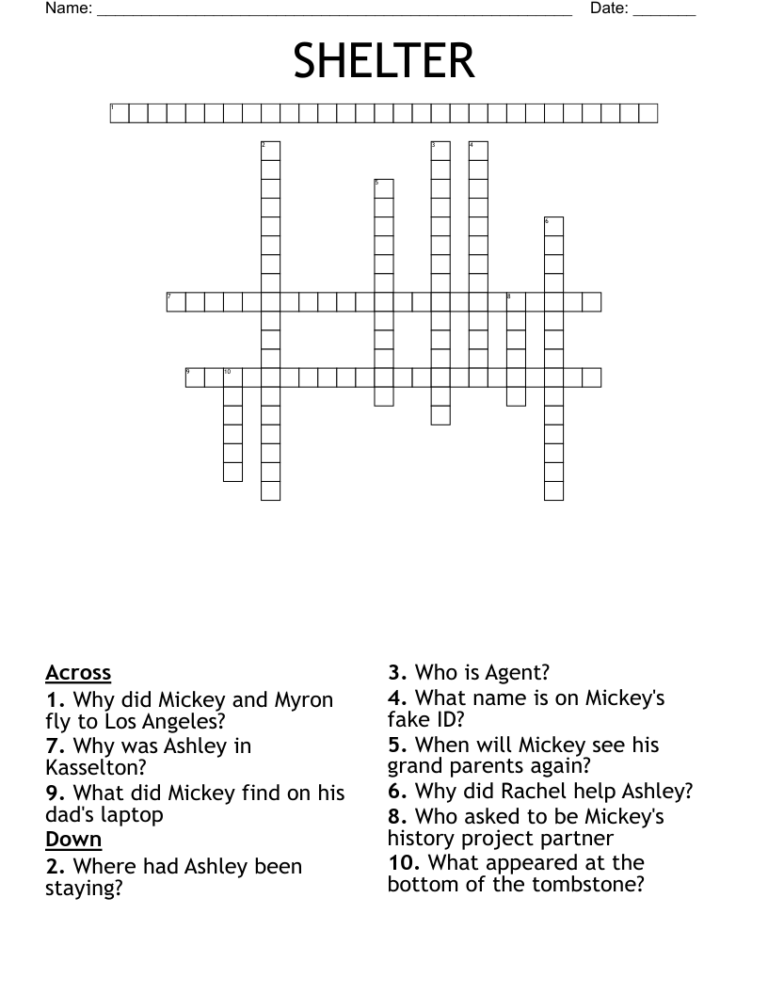 SHELTER Crossword WordMint