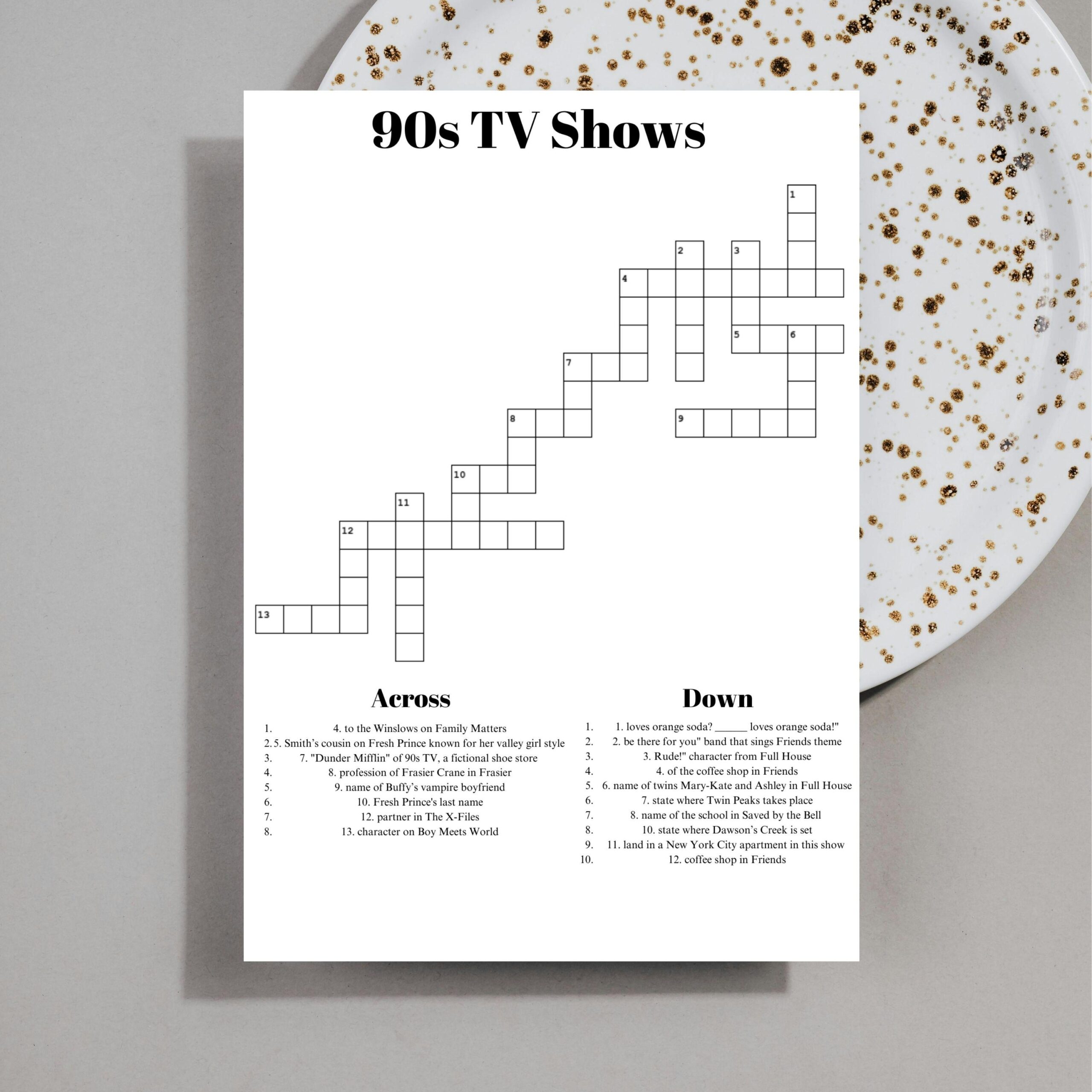 Sip And Solve 5x7 Puzzle Crossword Puzzle Art Printable Crossword Lover Gift Puzzle Little Crossword For Party Etsy